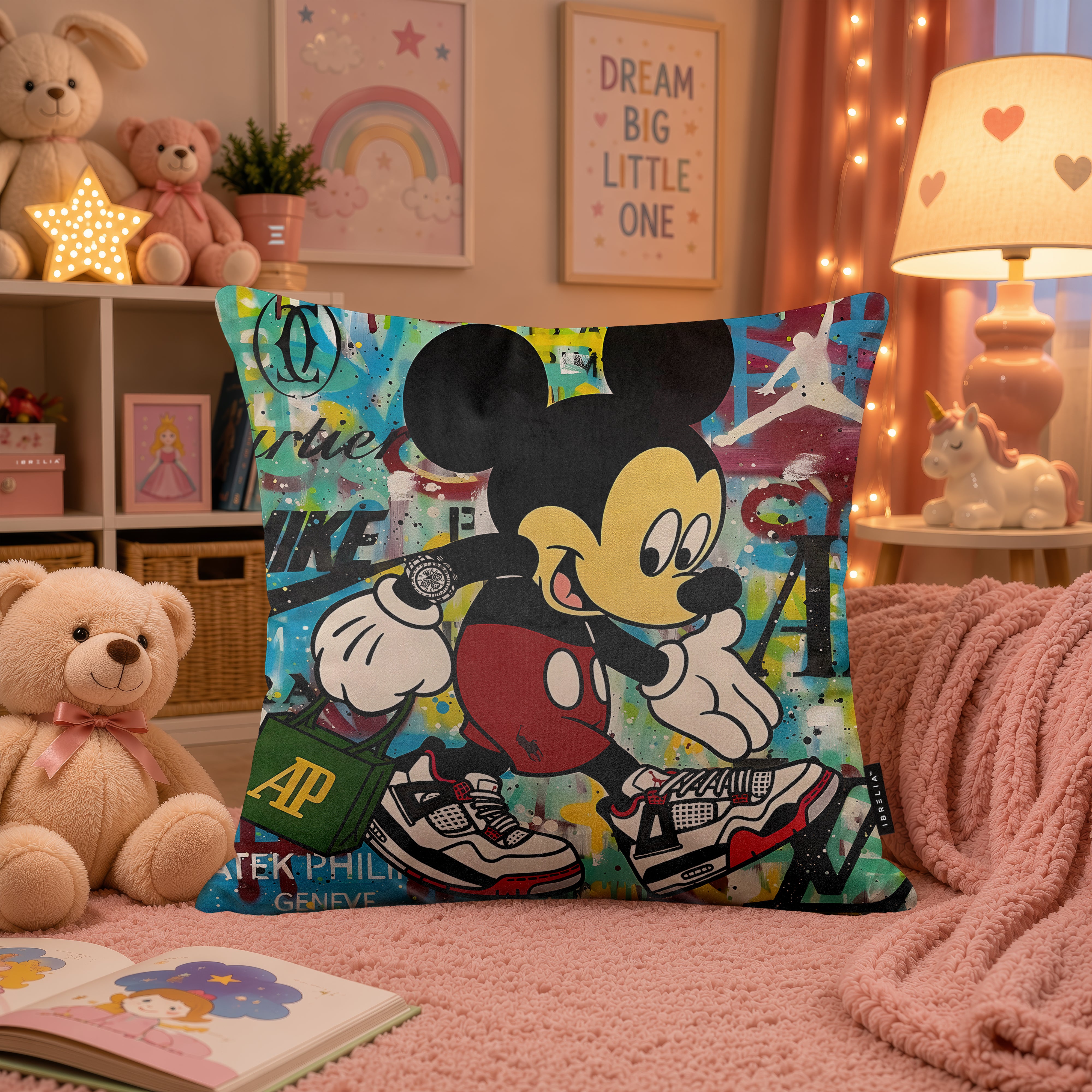 Mickey Mouse Luxury Sneaker Pop Art Cushion | Premium Velvet Suede | Double-Sided Print