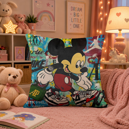 Mickey Mouse Luxury Sneaker Pop Art Cushion | Premium Velvet Suede | Double-Sided Print