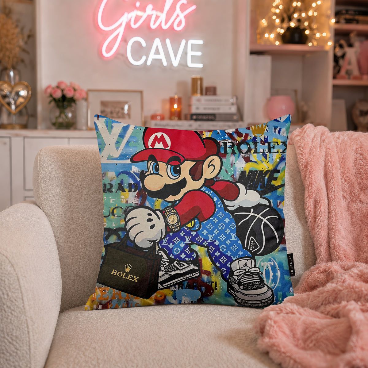 Super Mario Luxury Streetwear Pop Art Cushion | Premium Velvet Suede | Double-Sided Print