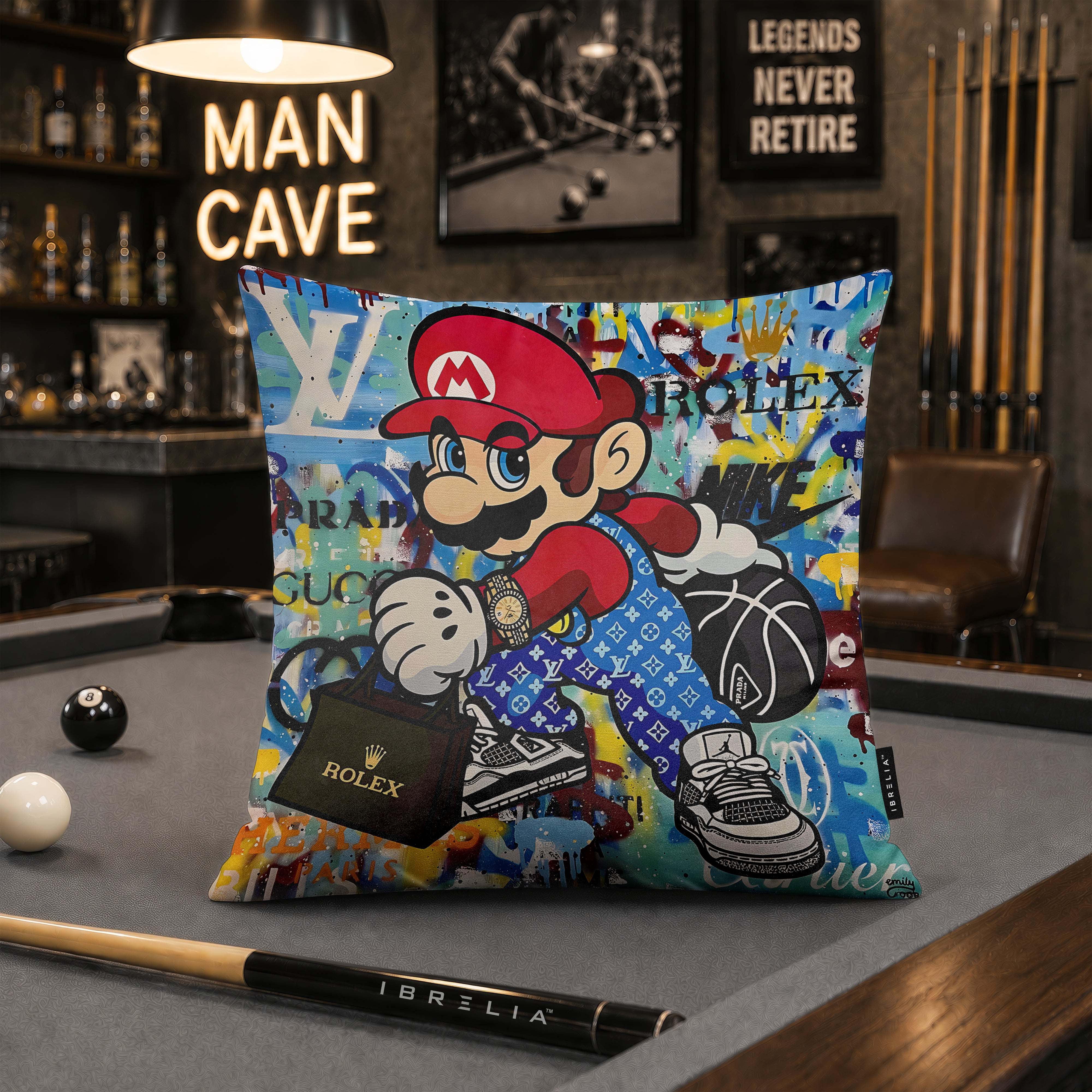 Super Mario Luxury Streetwear Pop Art Cushion | Premium Velvet Suede | Double-Sided Print