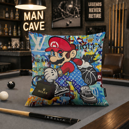 Super Mario Luxury Streetwear Pop Art Cushion | Premium Velvet Suede | Double-Sided Print