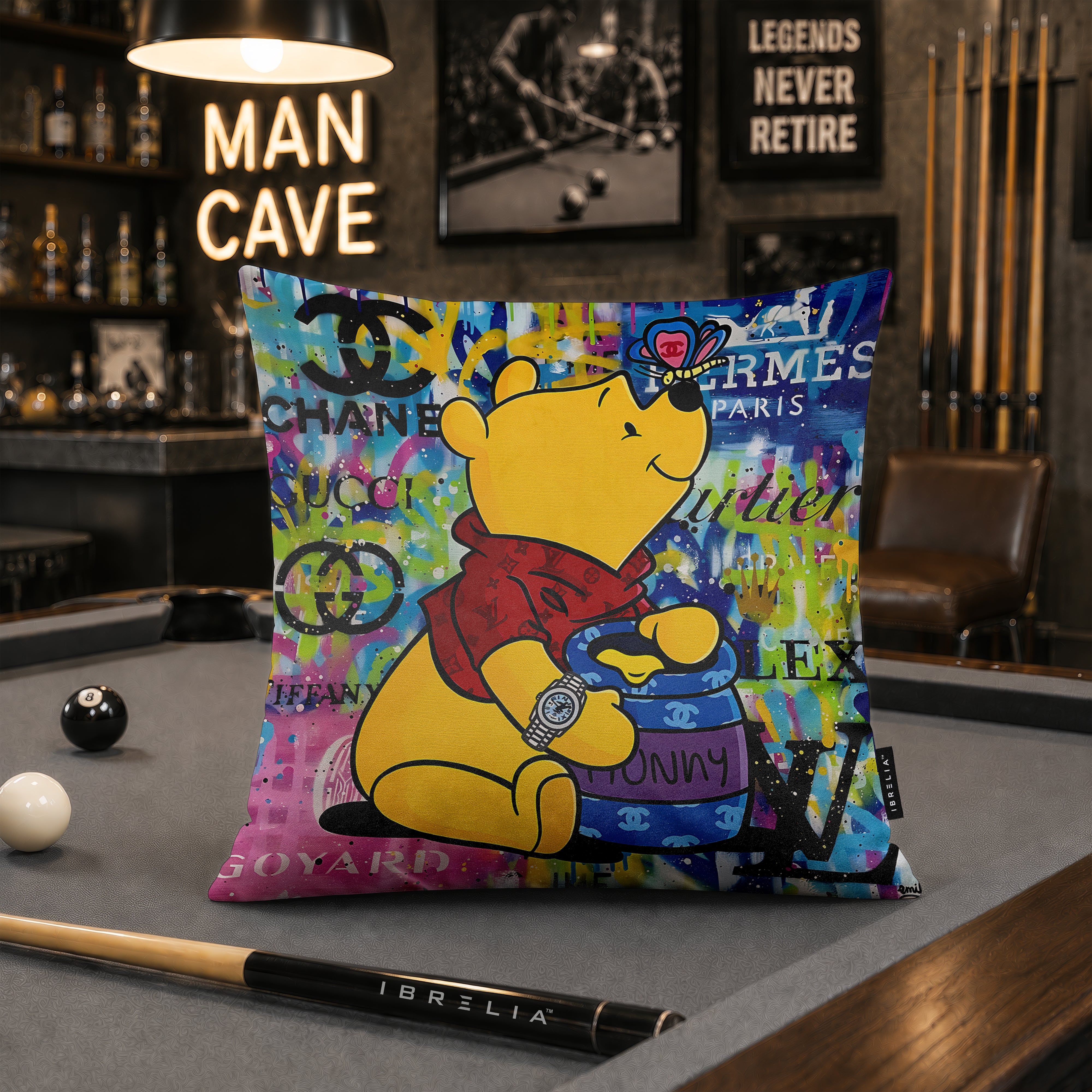 Winnie the Pooh Luxury Honey Pop Art Cushion | Premium Velvet Suede | Double-Sided Print