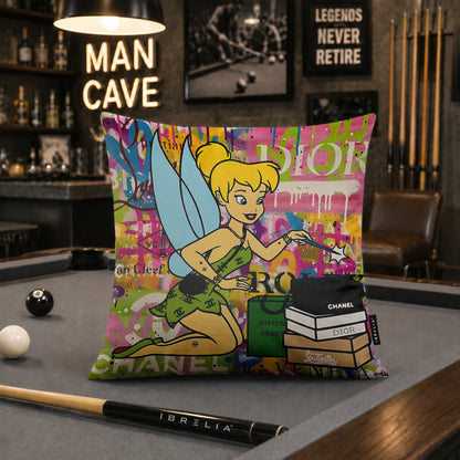Tinker Bell Luxury Fashion Magic Pop Art Cushion | Premium Velvet Suede | Double-Sided Print