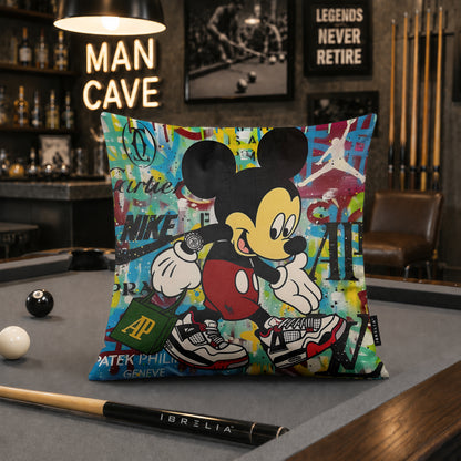 Mickey Mouse Luxury Sneaker Pop Art Cushion | Premium Velvet Suede | Double-Sided Print