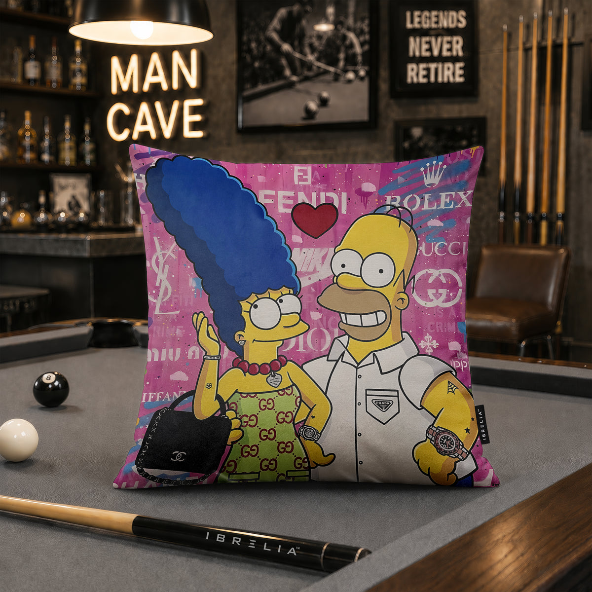 Homer & Marge Luxury Couple Pop Art Cushion | Premium Velvet Suede | Double-Sided Print