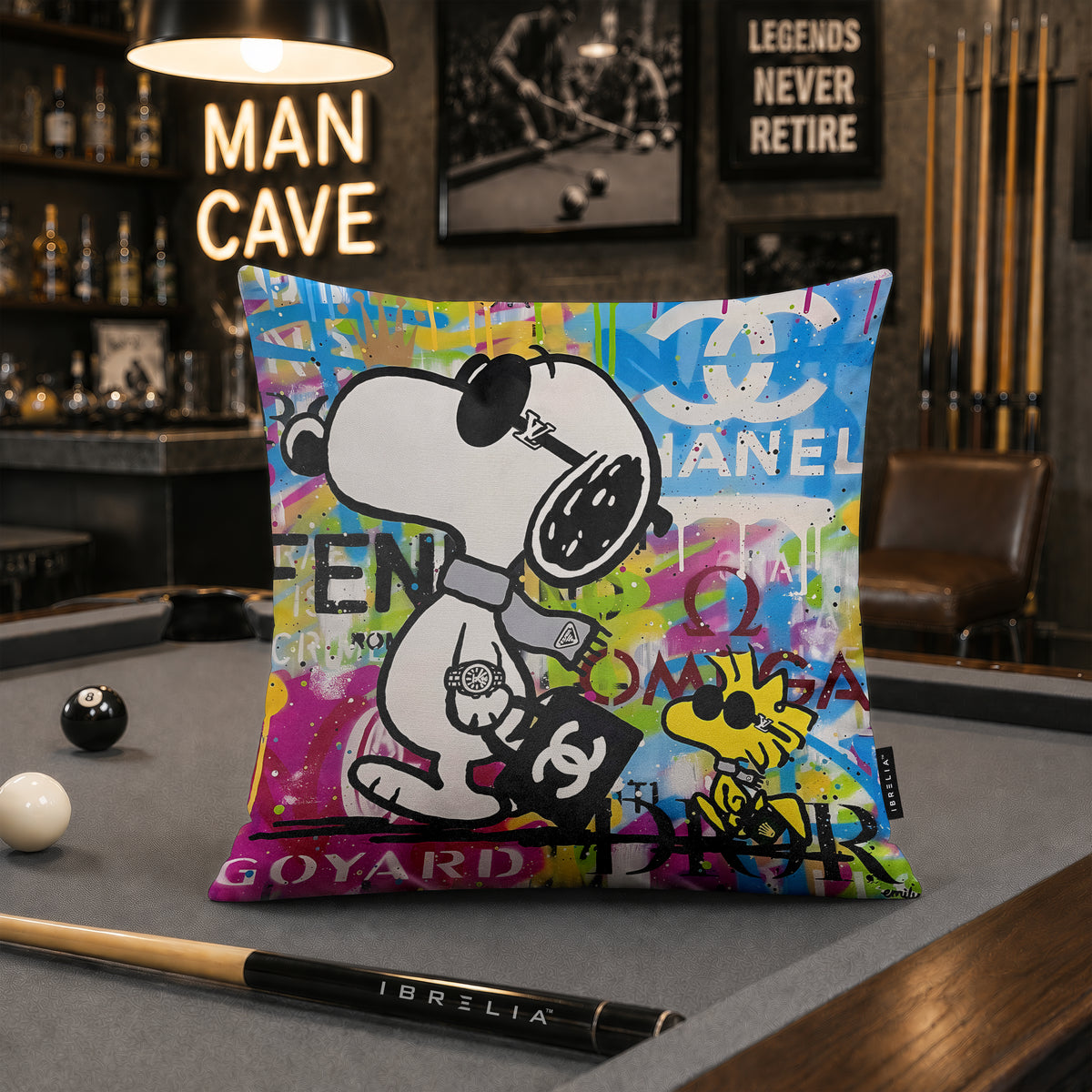 Snoopy & Woodstock Luxury Fashion Pop Art Cushion | Premium Velvet Suede | Double-Sided Print