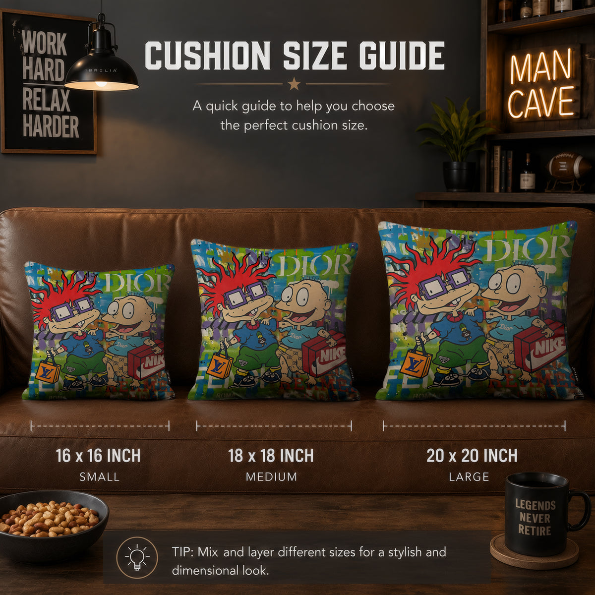 Rugrats Chuckie & Tommy Luxury Shopping Pop Art Cushion | Premium Velvet Suede | Double-Sided Print