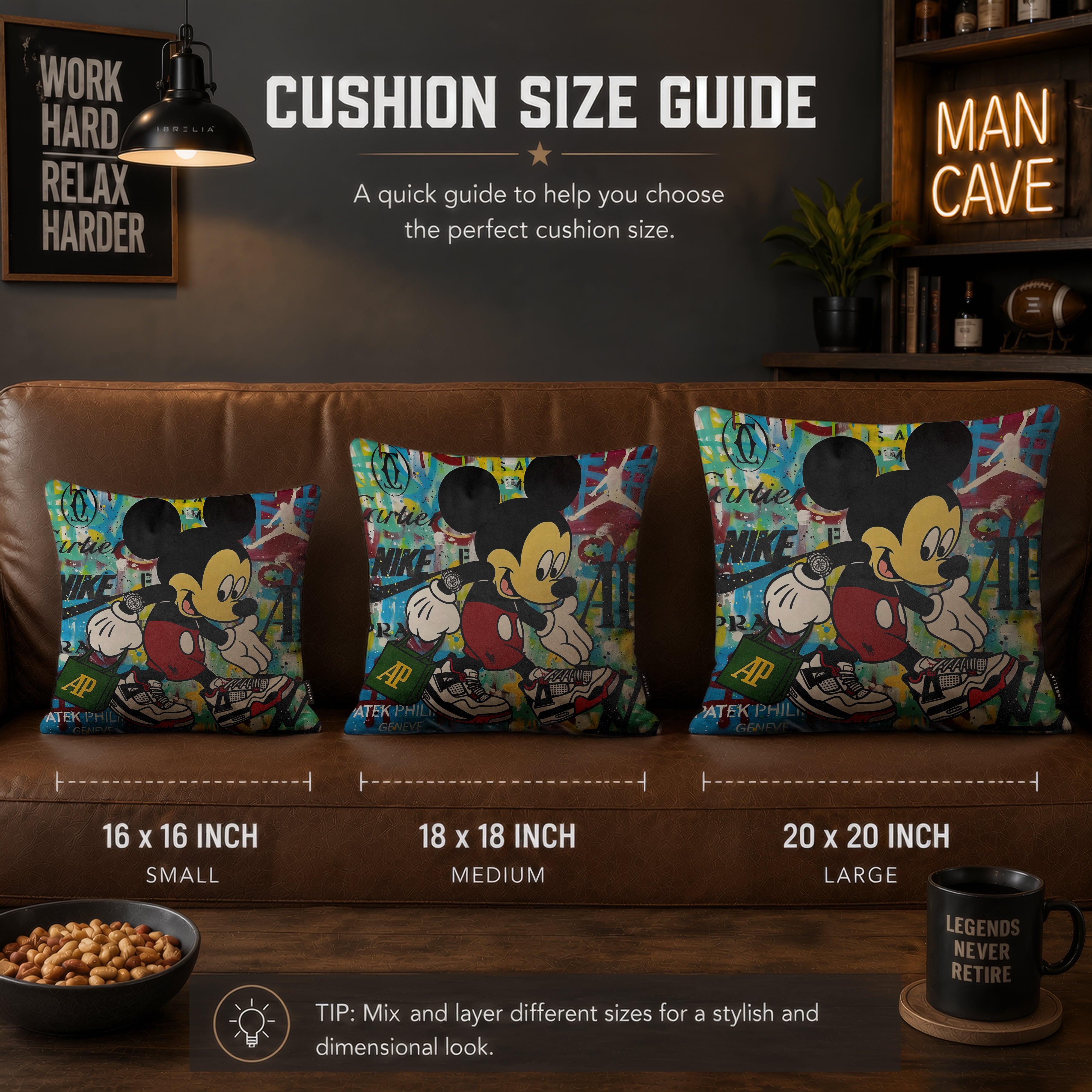 Mickey Mouse Luxury Sneaker Pop Art Cushion | Premium Velvet Suede | Double-Sided Print