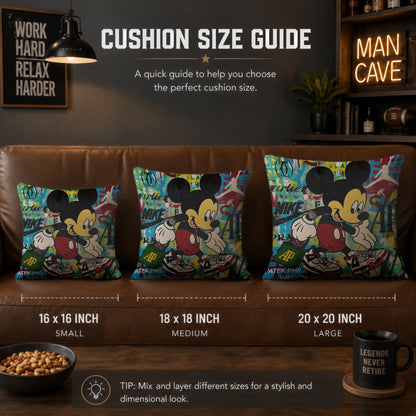 Mickey Mouse Luxury Sneaker Pop Art Cushion | Premium Velvet Suede | Double-Sided Print
