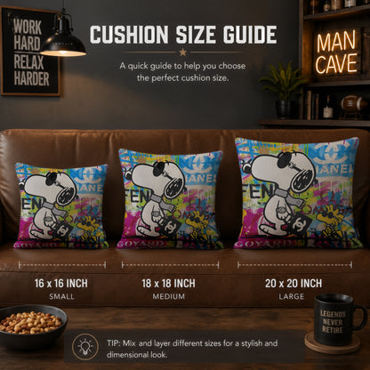 Snoopy & Woodstock Luxury Fashion Pop Art Cushion | Premium Velvet Suede | Double-Sided Print