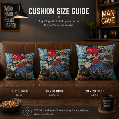 Super Mario Luxury Streetwear Pop Art Cushion | Premium Velvet Suede | Double-Sided Print
