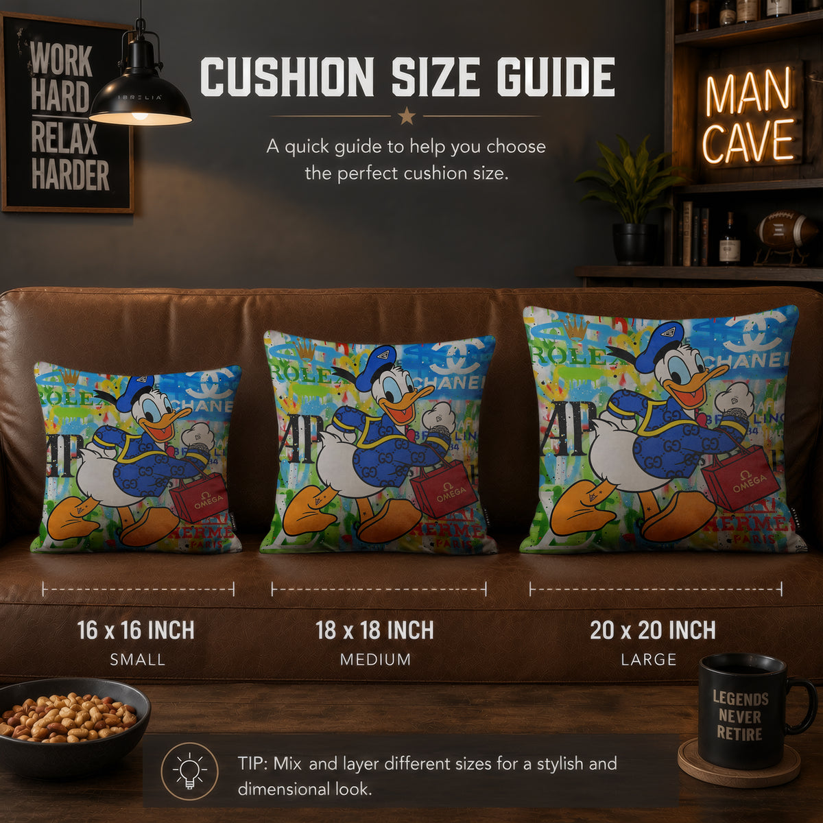 Donald Duck Luxury Shopping Pop Art Cushion | Premium Velvet Suede | Double-Sided Print