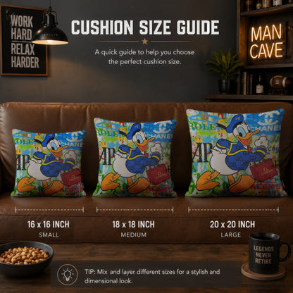 Donald Duck Luxury Shopping Pop Art Cushion | Premium Velvet Suede | Double-Sided Print