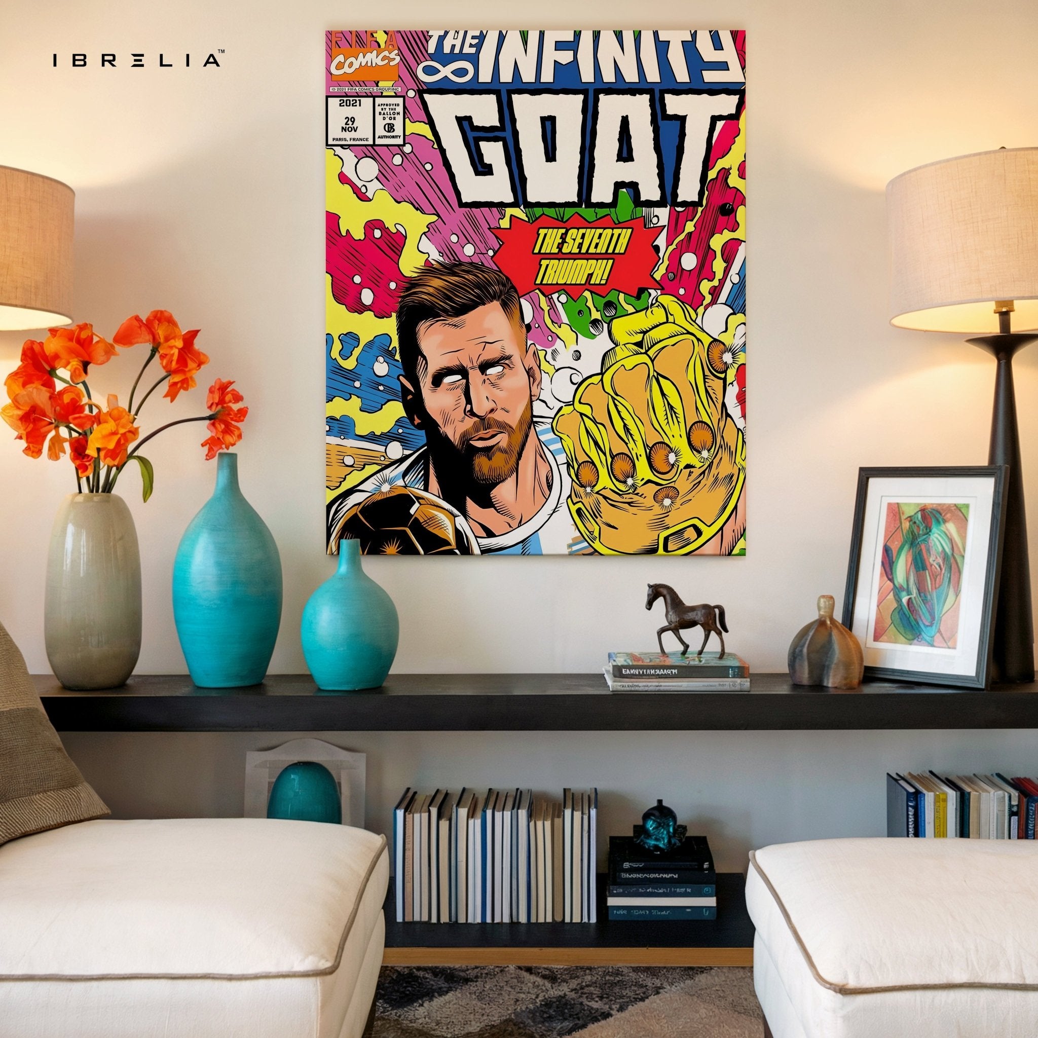Messi “The Infinite GOAT” Comic Wall Frame | 4K Ultra Wrap Frame Wall Art in Pakistan | IBRELIA™ - IBRELIA