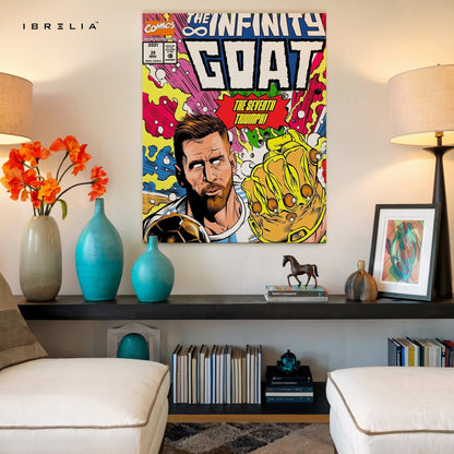 Messi “The Infinite GOAT” Comic Wall Frame | 4K Ultra Wrap Frame Wall Art in Pakistan | IBRELIA™ - IBRELIA