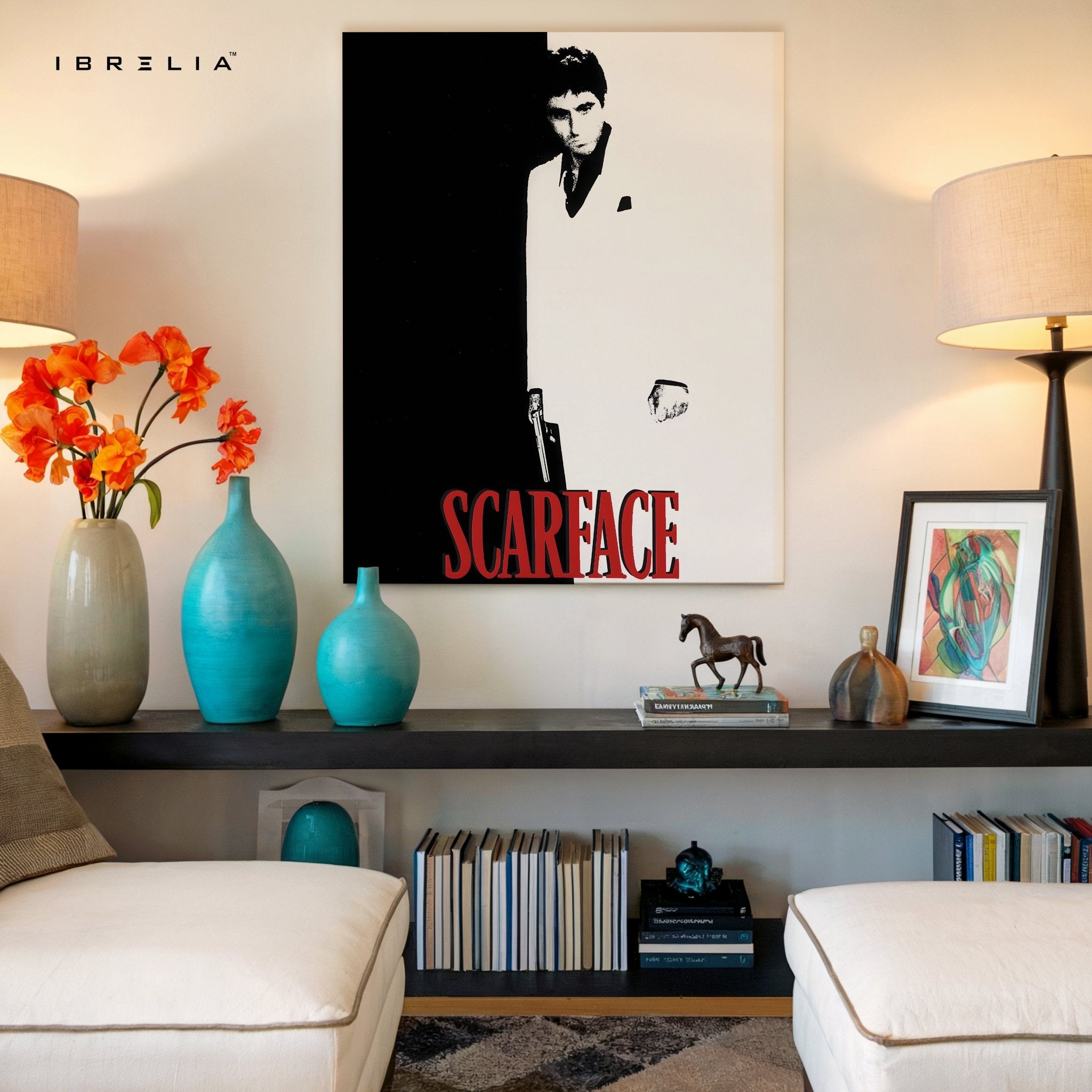 Scarface Minimalist Black & White Wall Frame | 4K Ultra Wrap Frame Wall Art in Pakistan | IBRELIA™ - IBRELIA