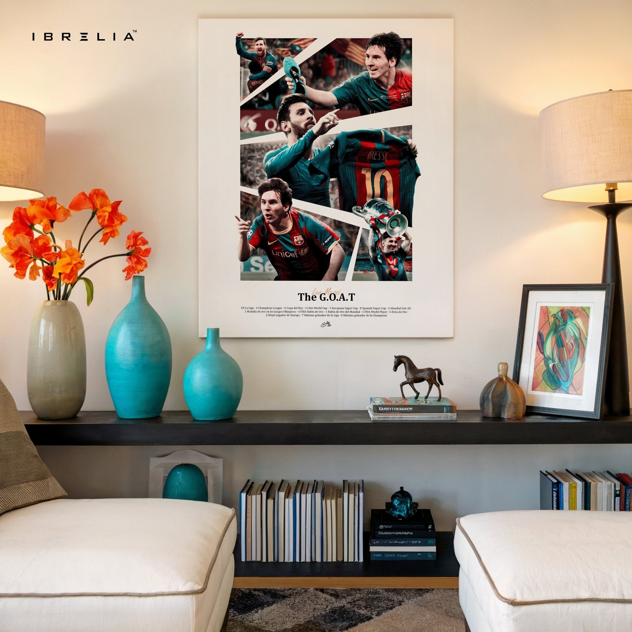 Lionel Messi “The G.O.A.T” – Barcelona Legacy Wall Frame | 4K Ultra Wrap Frame Wall Art in Pakistan | IBRELIA™ - IBRELIA