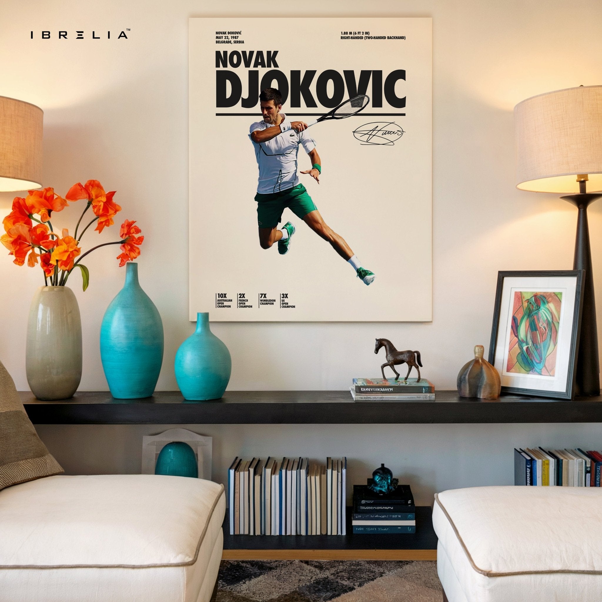 Novak Djokovic Grand Slam Champion – 4K Ultra Wrap Frame Wall Art in Pakistan | IBRELIA™ - IBRELIA