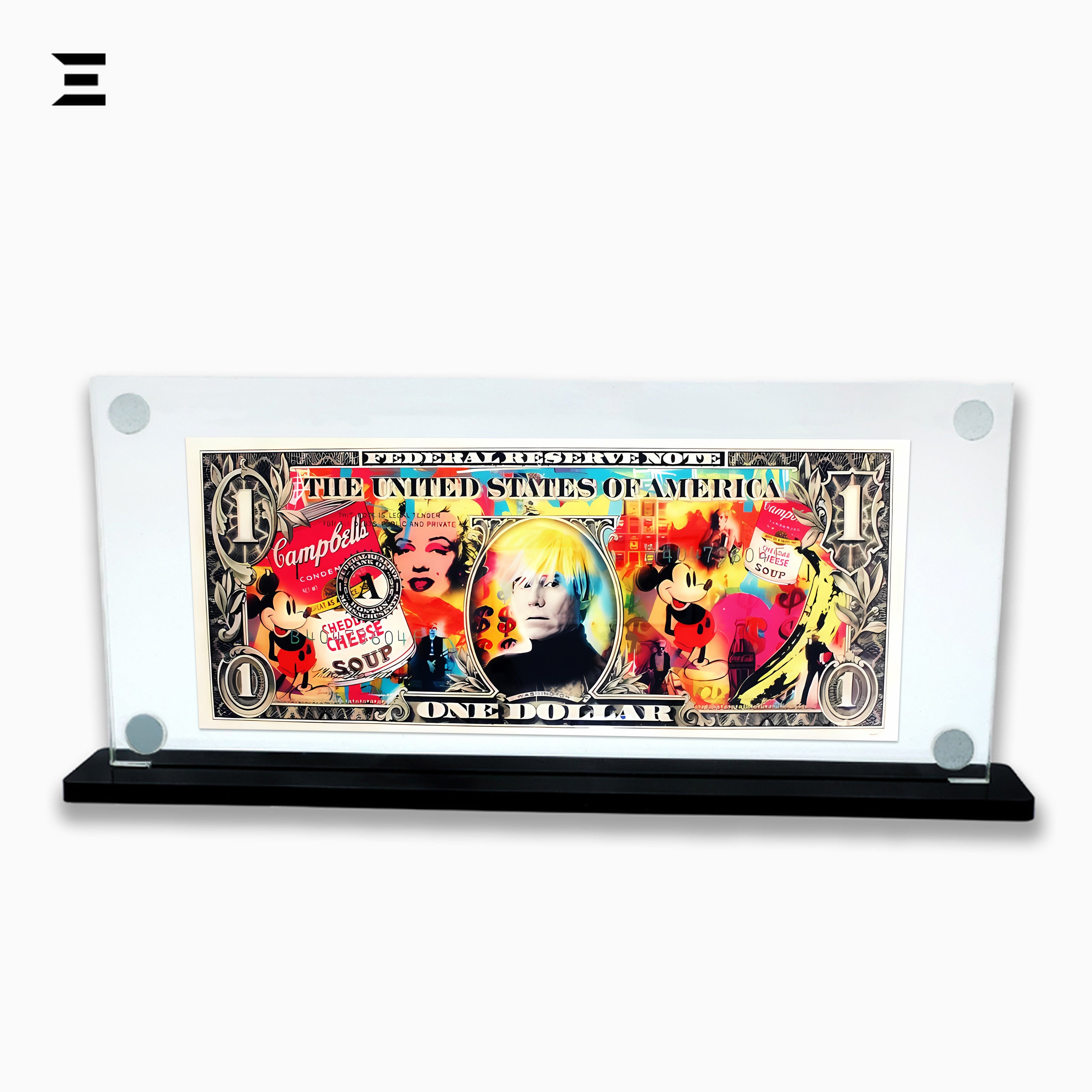 Premium Magnetic Acrylic Frame with Black Base – Andy Warhol, Marilyn Monroe & Mickey Mouse IBRELIA