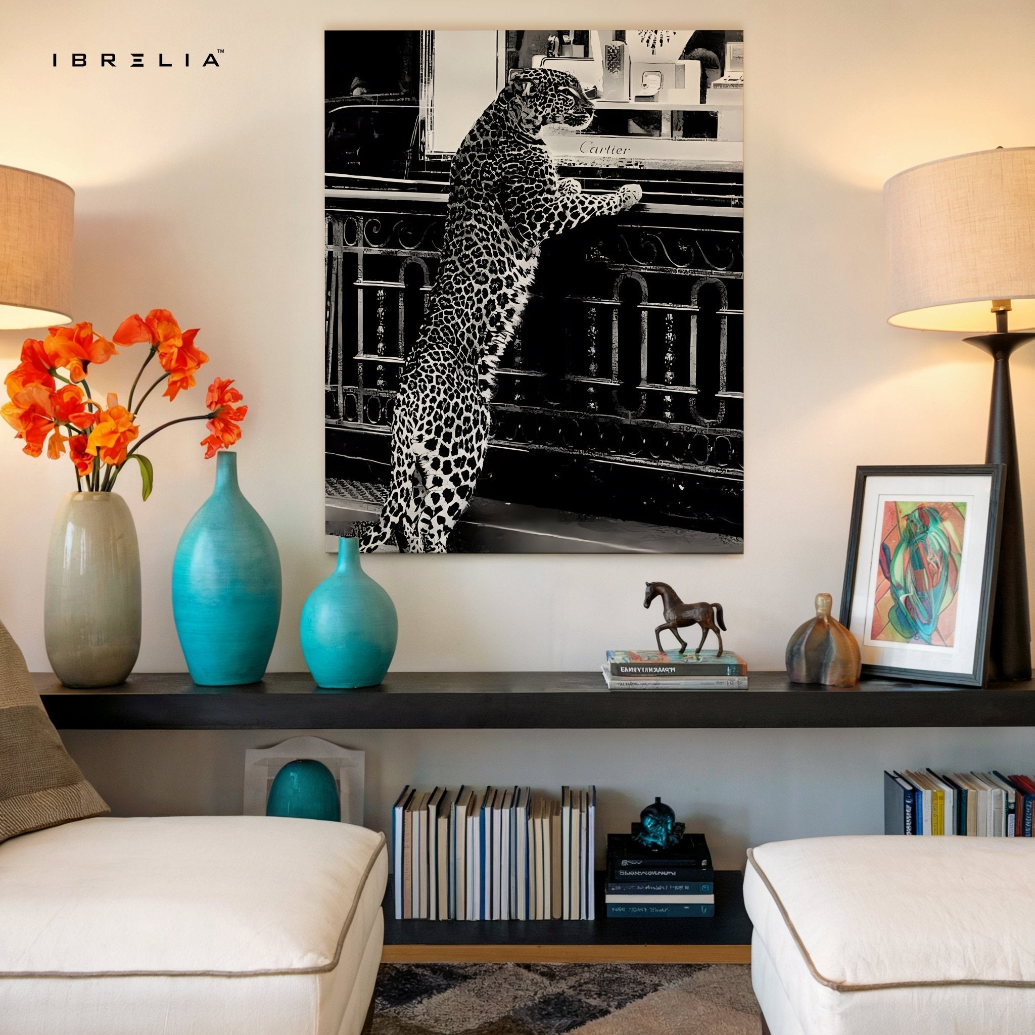 Cartier Leopard Wall Art – Black & White Luxury Fashion Decor | IBRELIA™ - IBRELIA