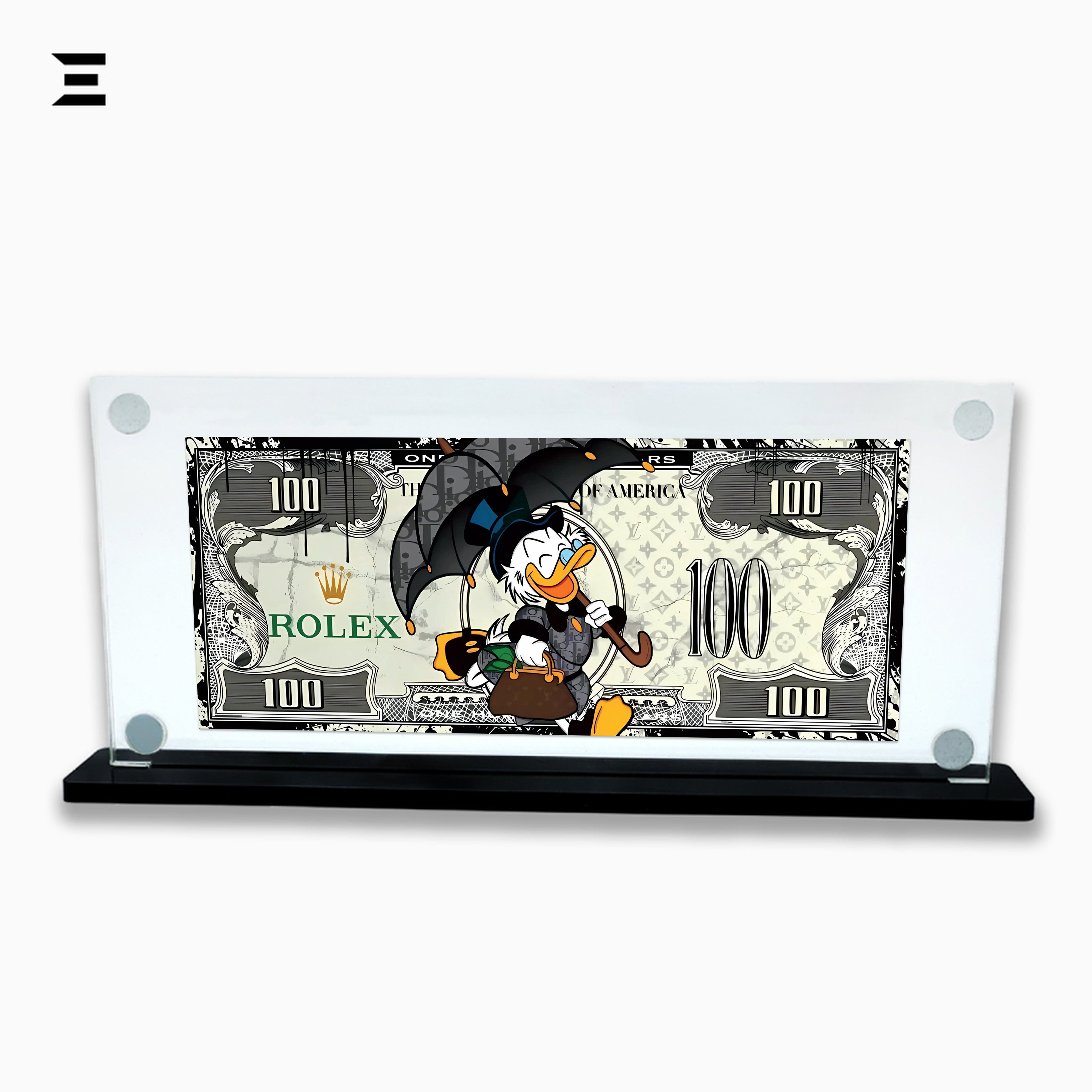 Premium Magnetic Acrylic Frame with Black Base – Scrooge McDuck Rolex Edition IBRELIA