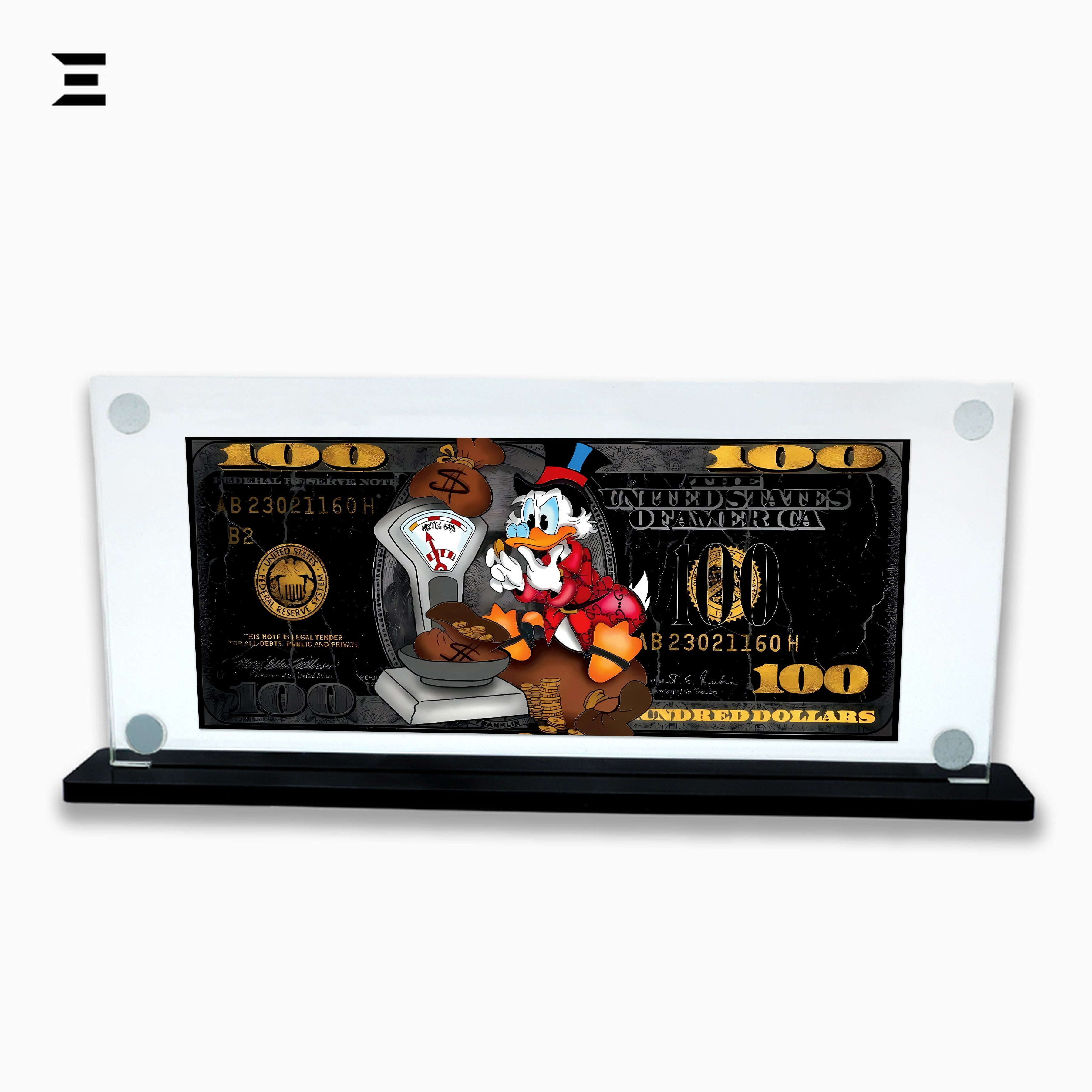 Premium Magnetic Acrylic Frame with Black Base – Scrooge McDuck "Weighing Money" Edition IBRELIA