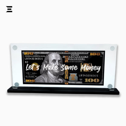 Premium Magnetic Acrylic Frame with Black Base – Benjamin Franklin “Let’s Make Some Money” IBRELIA