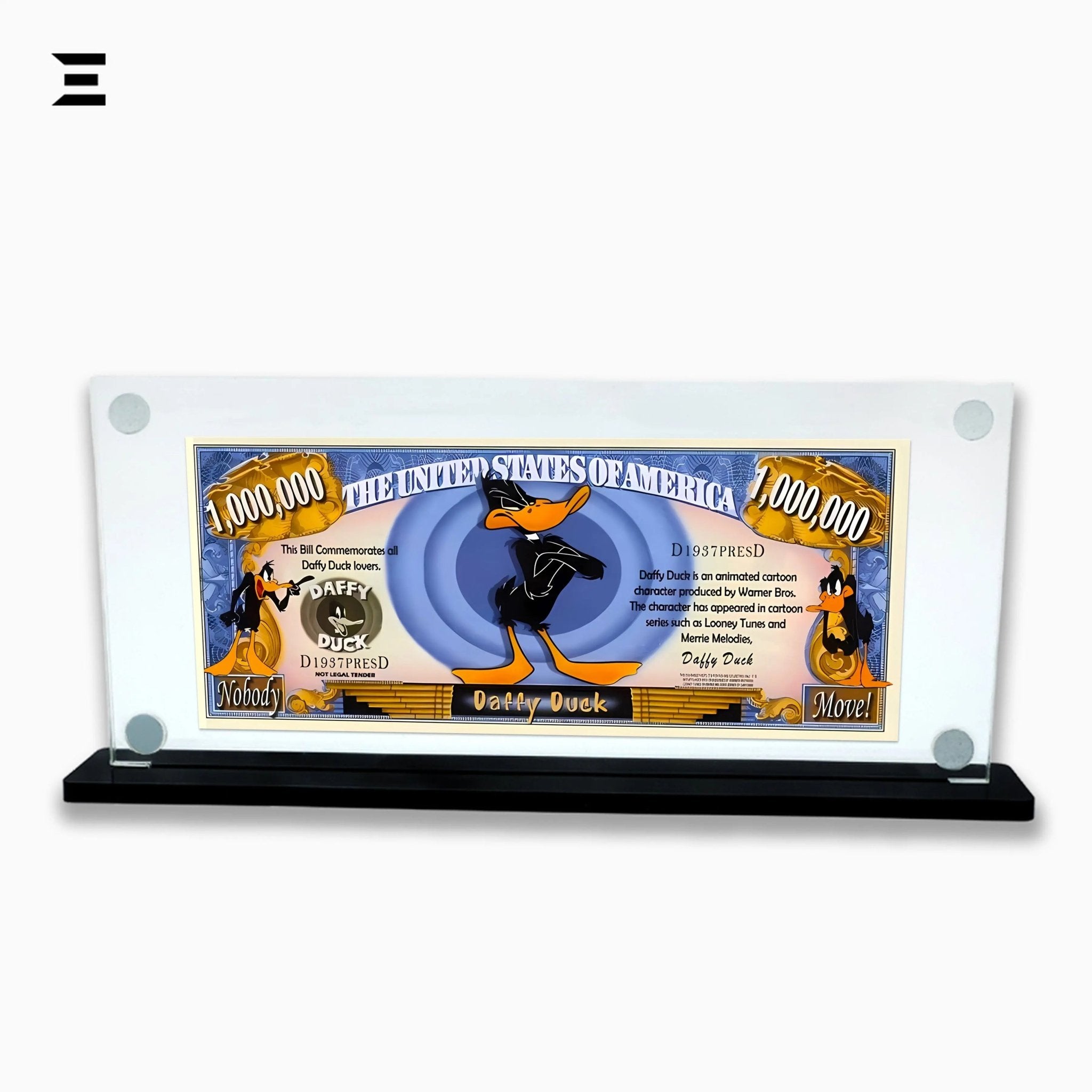 Premium Magnetic Acrylic Frame with Black Base – Daffy Duck Million Dollar Pop Art - IBRELIA