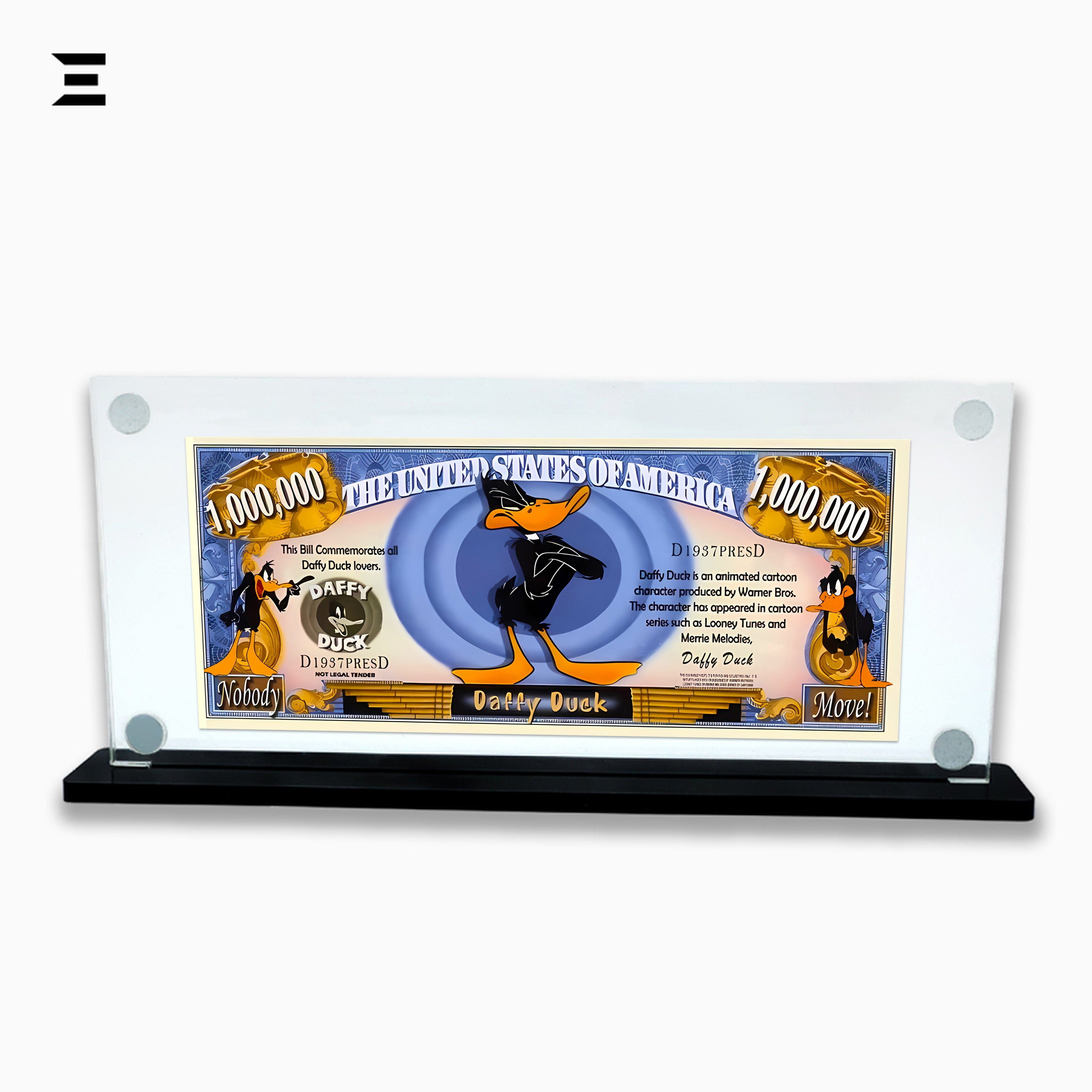 Premium Magnetic Acrylic Frame with Black Base – Daffy Duck Million Dollar Pop Art IBRELIA