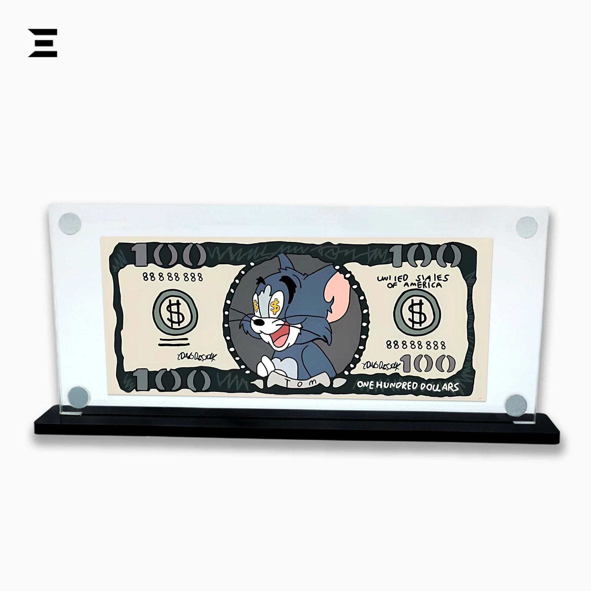 Premium Magnetic Acrylic Frame with Black Base – Tom & Jerry $100 Bill Edition - IBRELIA