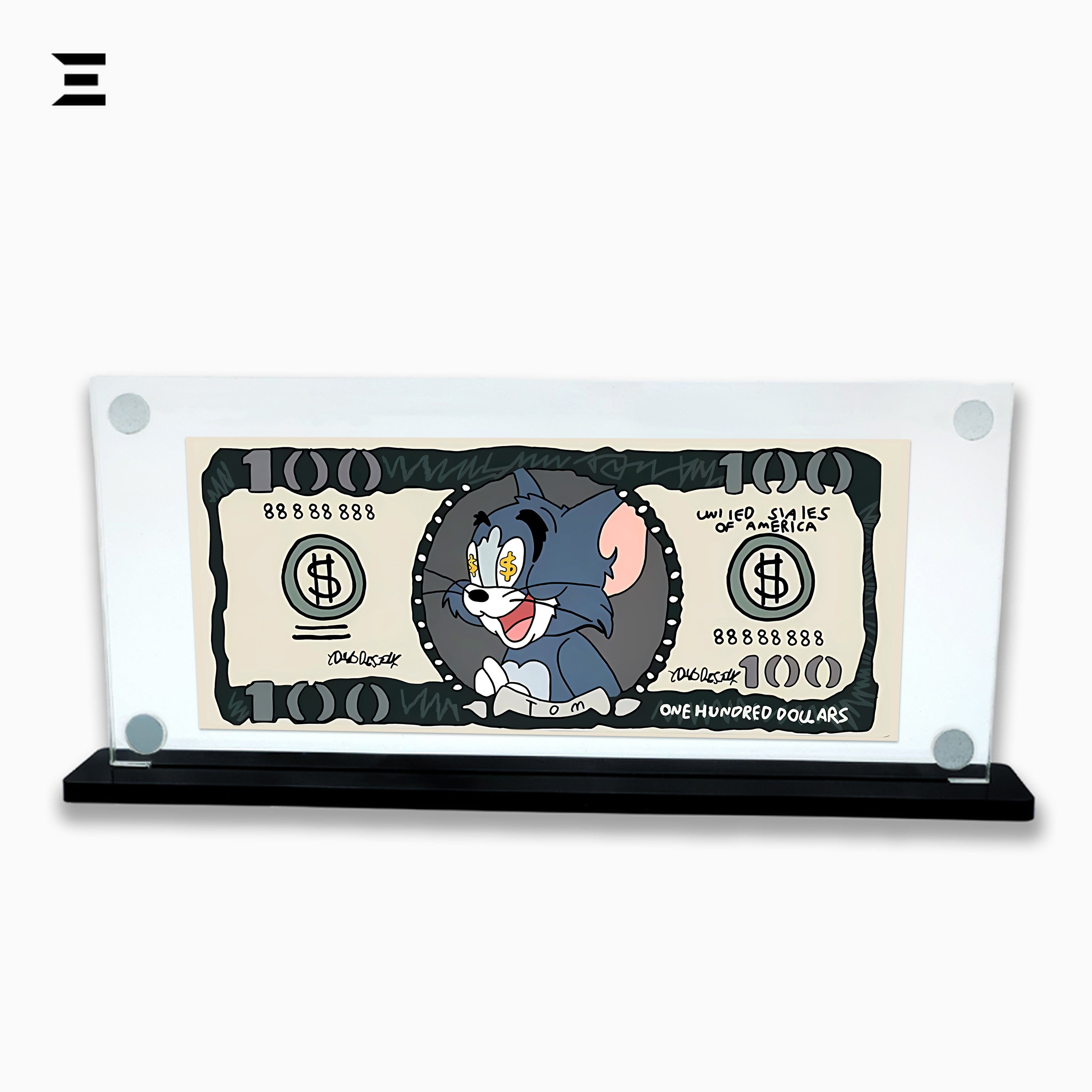 Premium Magnetic Acrylic Frame with Black Base – Tom & Jerry $100 Bill Edition IBRELIA