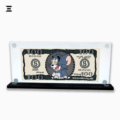 Premium Magnetic Acrylic Frame with Black Base – Tom & Jerry $100 Bill Edition IBRELIA
