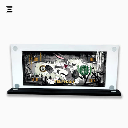 Premium Magnetic Acrylic Frame with Black Base – Bugs Bunny “Selfmade” $100 Pop Art IBRELIA
