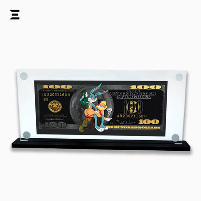 Premium Magnetic Acrylic Frame with Black Base – Bugs Bunny & Lola Bunny $100 Pop Art IBRELIA
