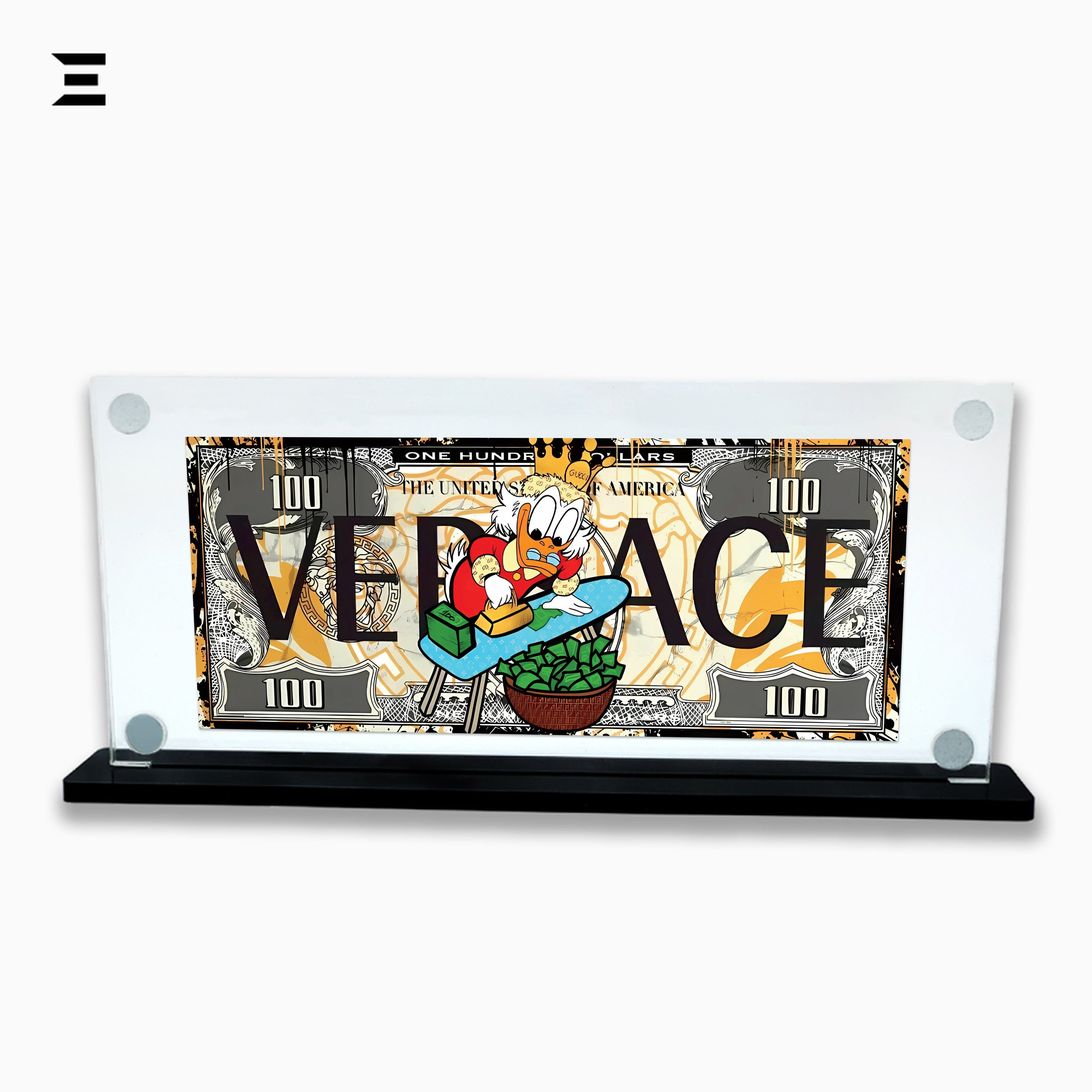 Premium Magnetic Acrylic Frame with Black Base – Scrooge McDuck "Versace Money" Edition IBRELIA