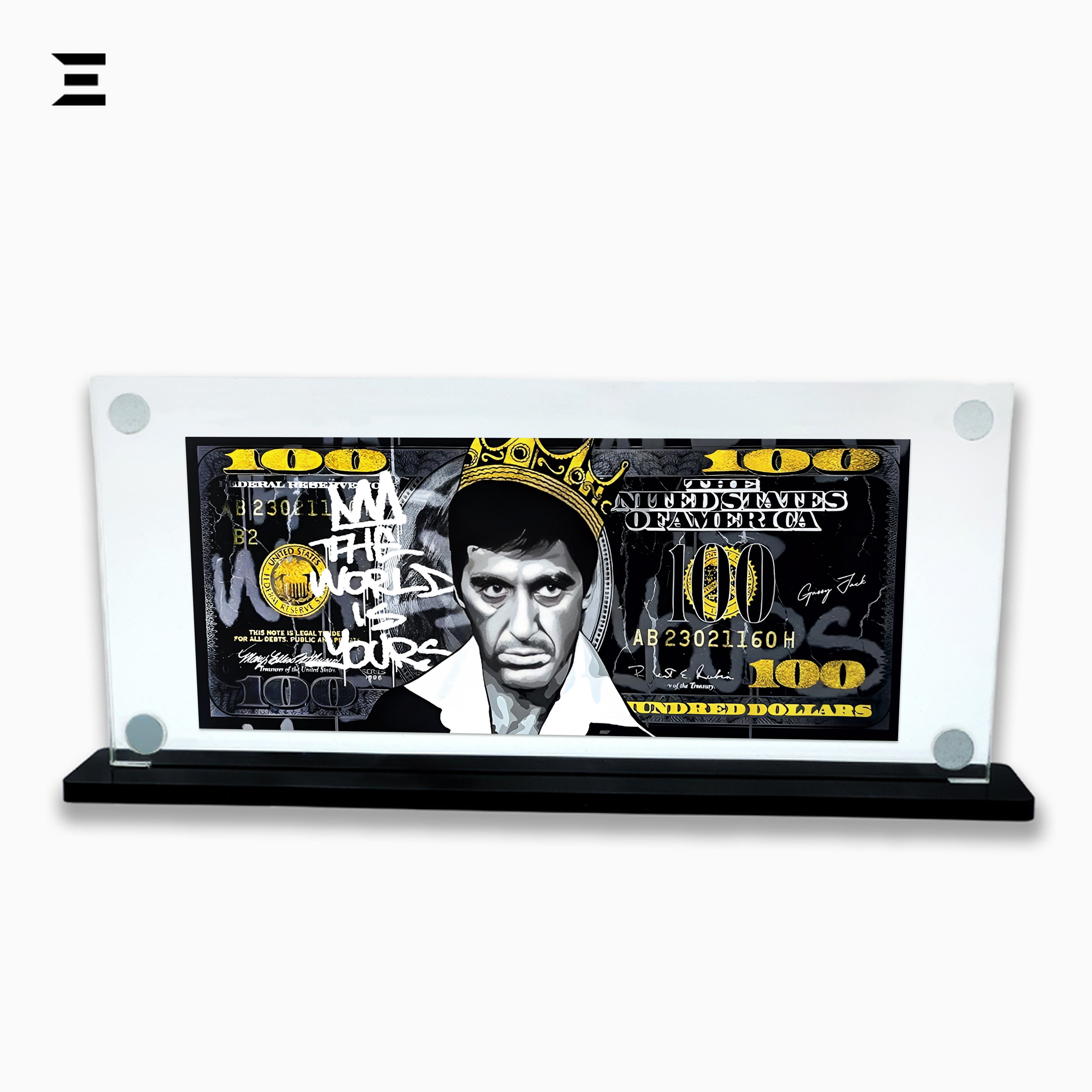 Premium Magnetic Acrylic Frame with Black Base – Scarface Crown Edition "The World is Yours" IBRELIA