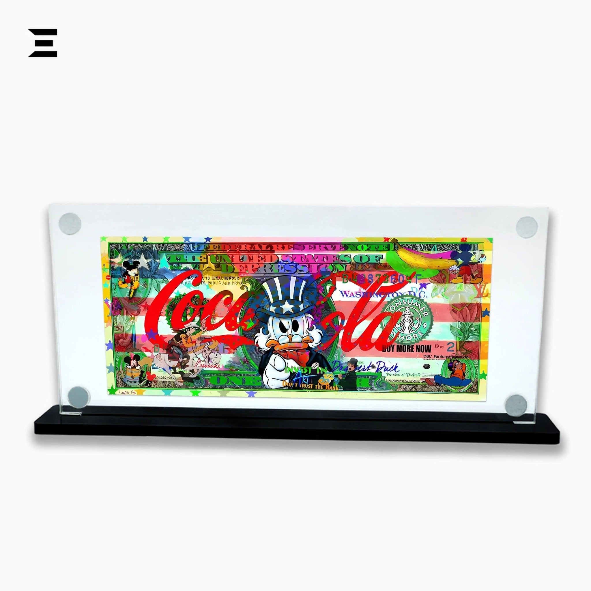 Premium Magnetic Acrylic Frame with Black Base – Scrooge McDuck Coca - Cola $2 Pop Art - IBRELIA