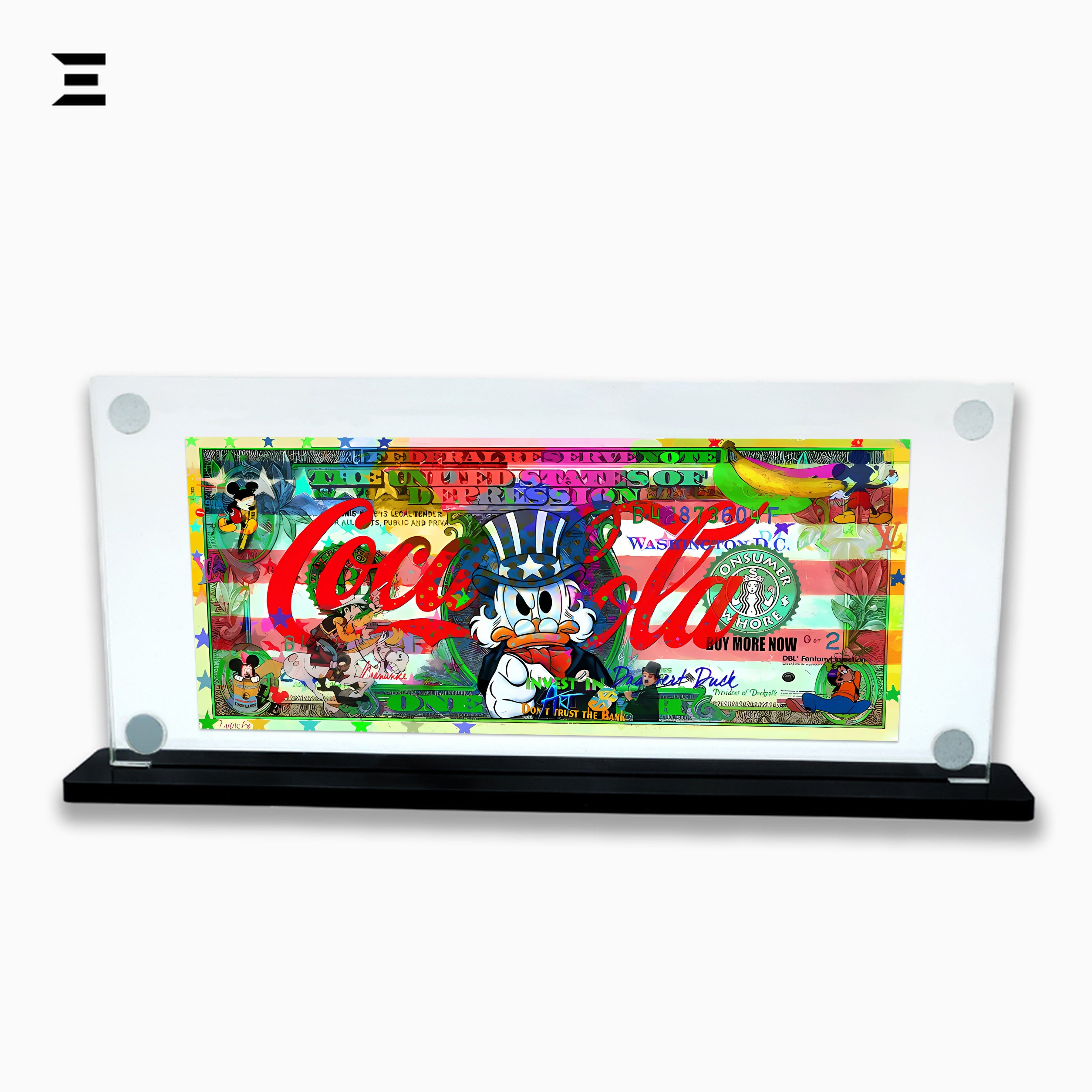 Premium Magnetic Acrylic Frame with Black Base – Scrooge McDuck Coca-Cola $2 Pop Art IBRELIA