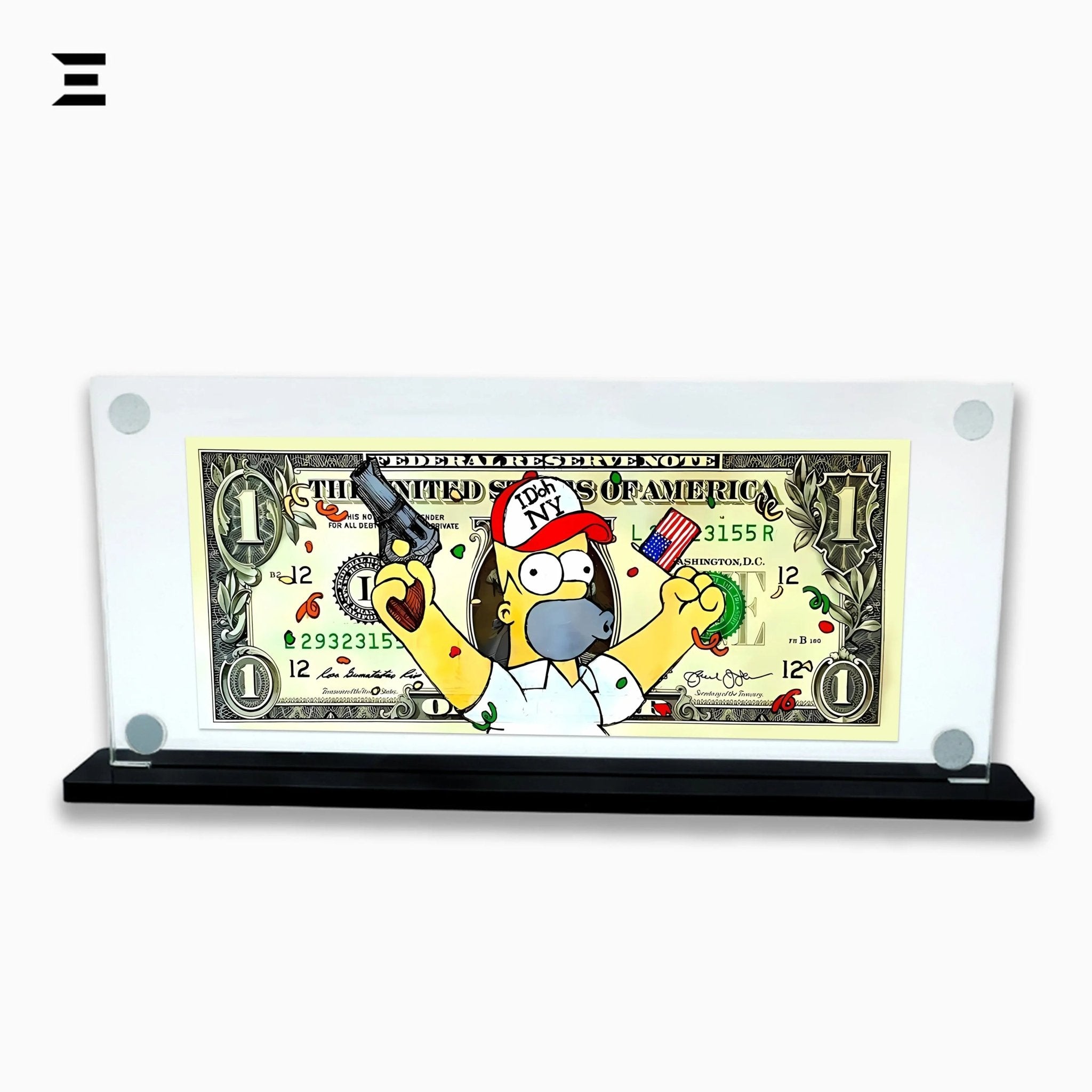 Premium Magnetic Acrylic Frame with Black Base – Homer Simpson $1 Pop Art Dollar - IBRELIA