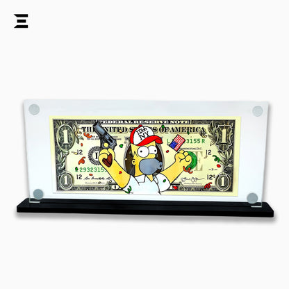 Premium Magnetic Acrylic Frame with Black Base – Homer Simpson $1 Pop Art Dollar IBRELIA