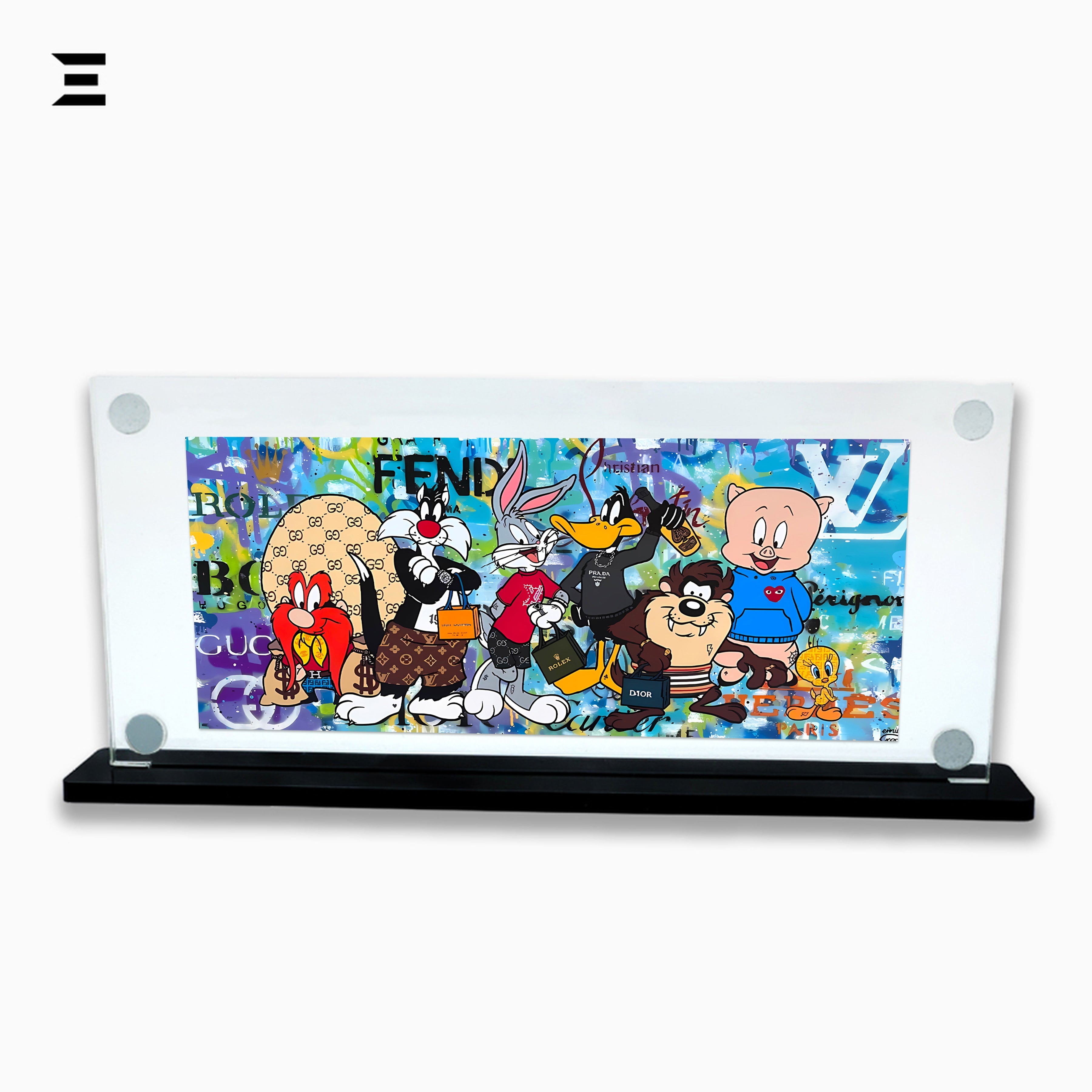 Premium Magnetic Acrylic Frame with Black Base – Looney Tunes Luxury Fashion Pop Art IBRELIA