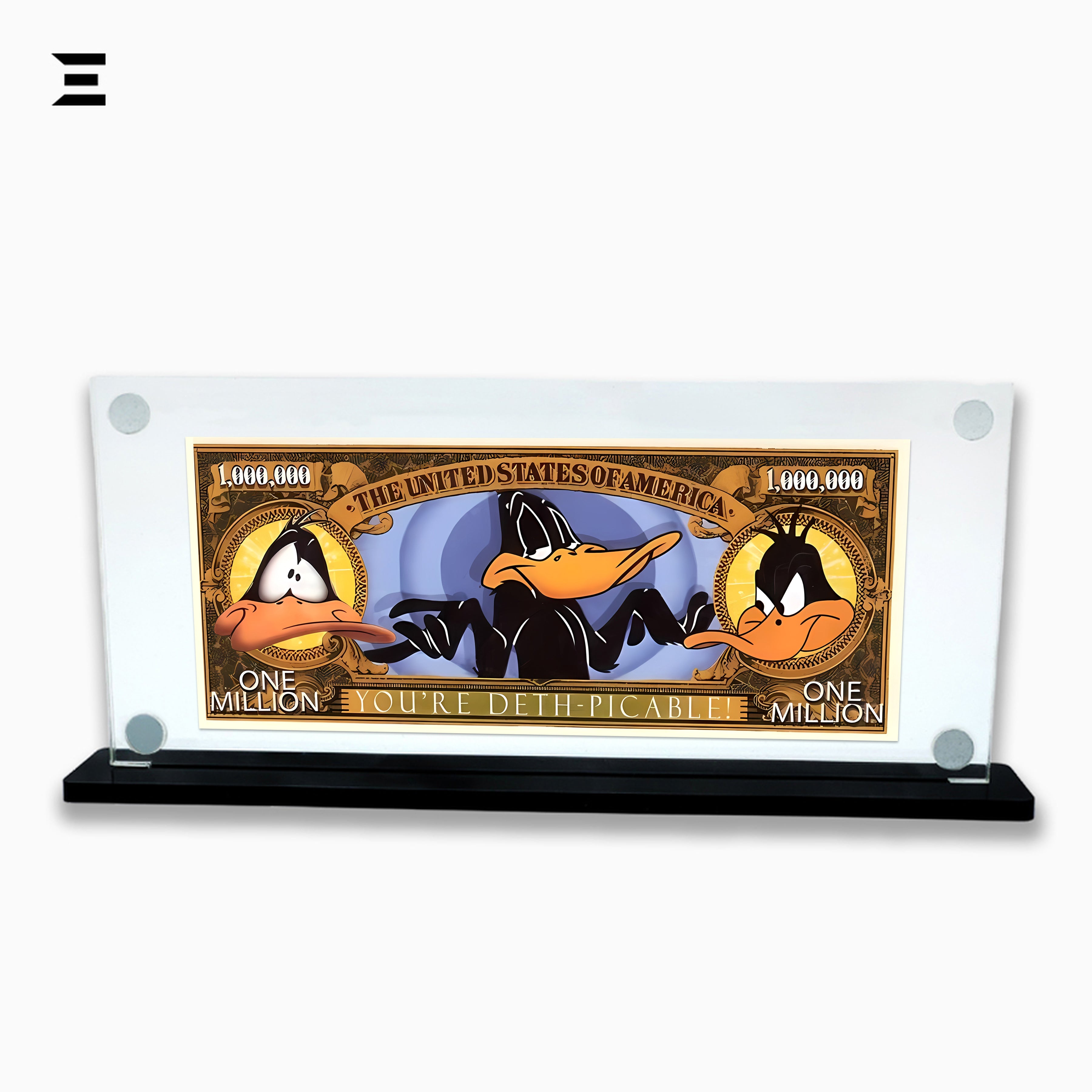 Premium Magnetic Acrylic Frame with Black Base – Daffy Duck “You’re Deth-picable” Million Dollar Pop Art IBRELIA