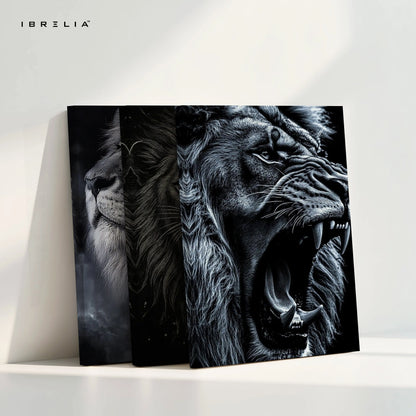 Majestic Lion Power 3 Panel 4K Ultra HD Wall Art in Pakistan | IBRELIA™ IBRELIA
