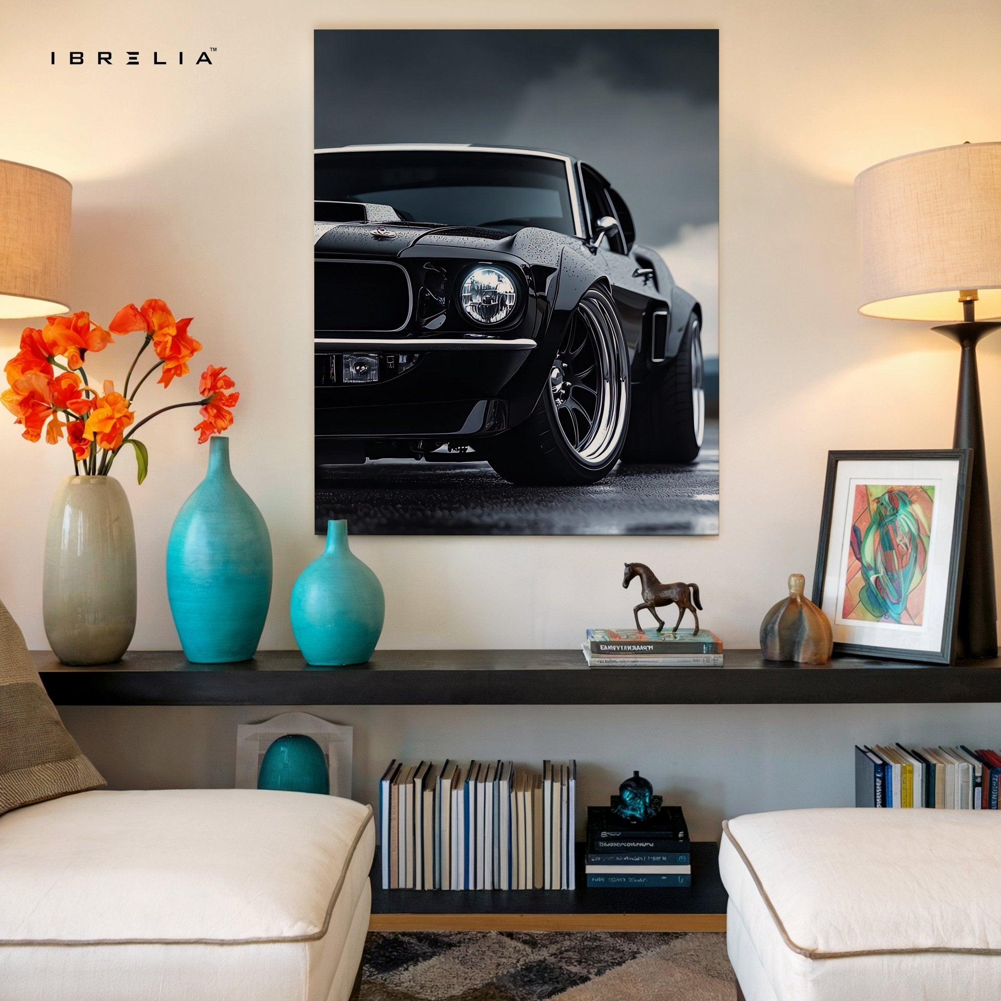 Black Mustang 4K Ultra Wrap Frame Wall Art in Pakistan | IBRELIA™ - IBRELIA