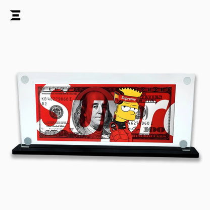 Premium Magnetic Acrylic Frame with Black Base – Bart Simpson x Supreme $100 Dollar Art IBRELIA