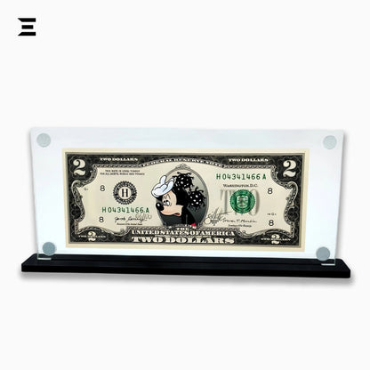 Premium Magnetic Acrylic Frame with Black Base – Minnie Mouse $2 Dollar Pop Art - IBRELIA
