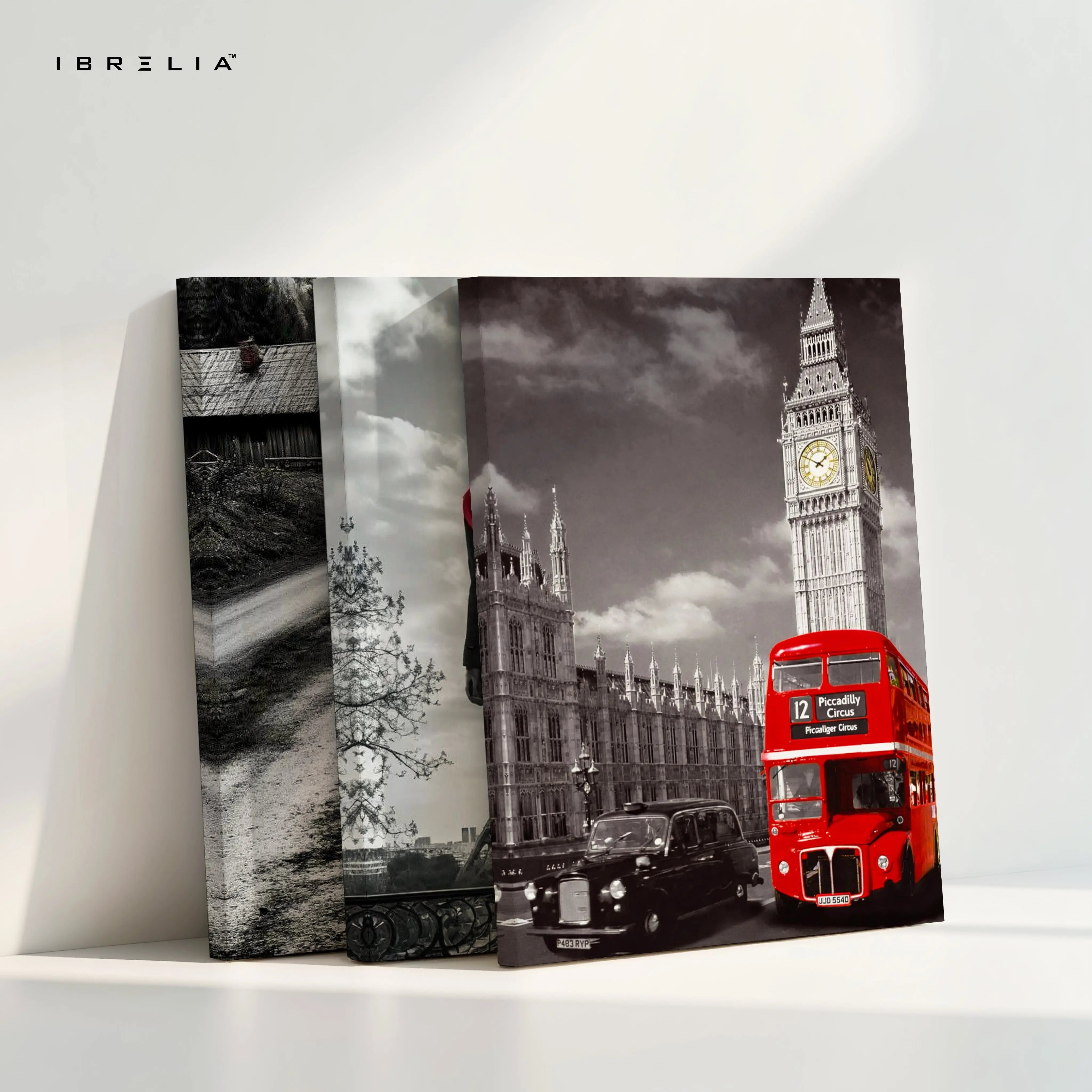 European Red Accent Travel 3 Panel 4K Ultra HD Wall Art in Pakistan | IBRELIA™ IBRELIA
