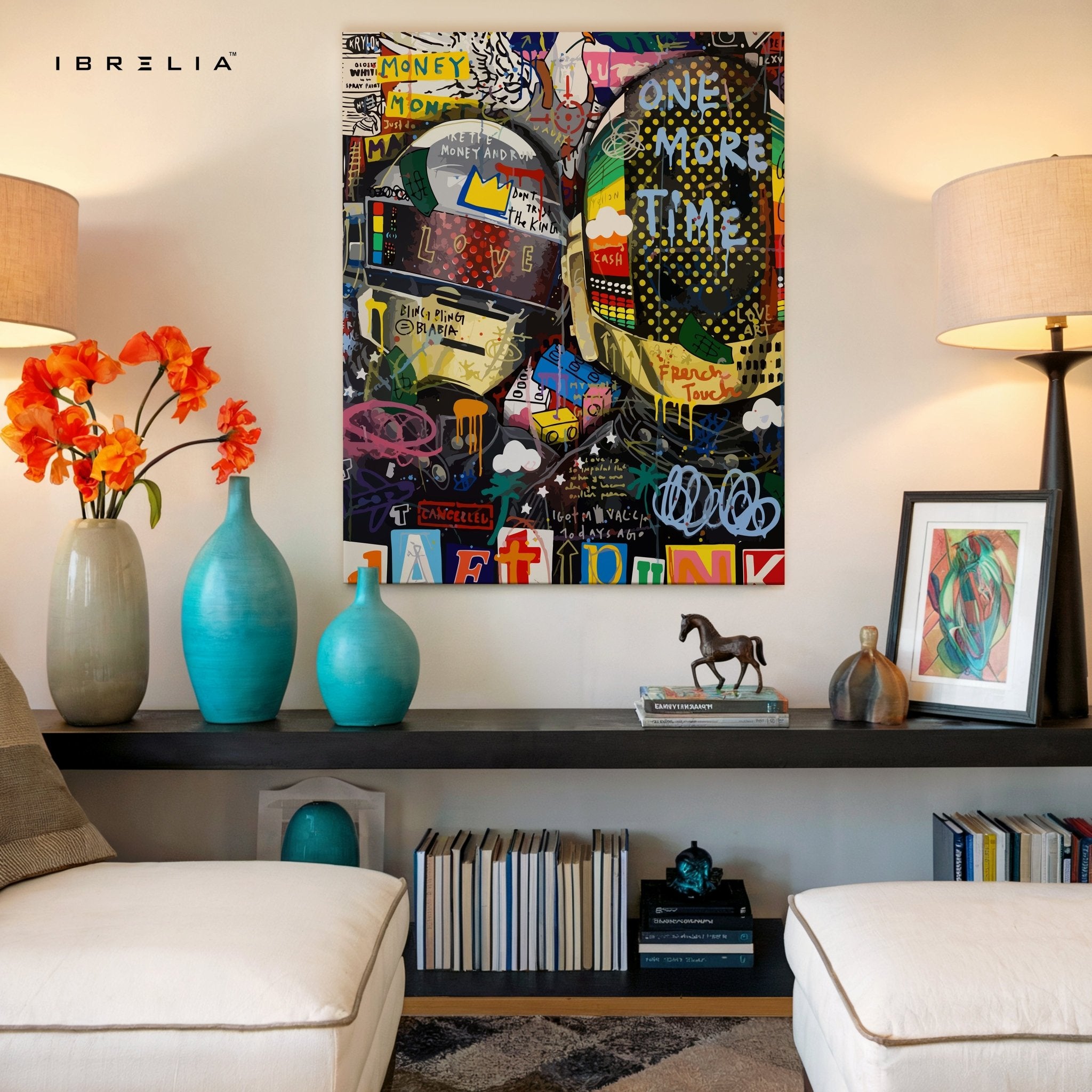 Daft Punk Graffiti Collage – 4K Ultra Wrap Frame Wall Art in Pakistan | IBRELIA™ - IBRELIA