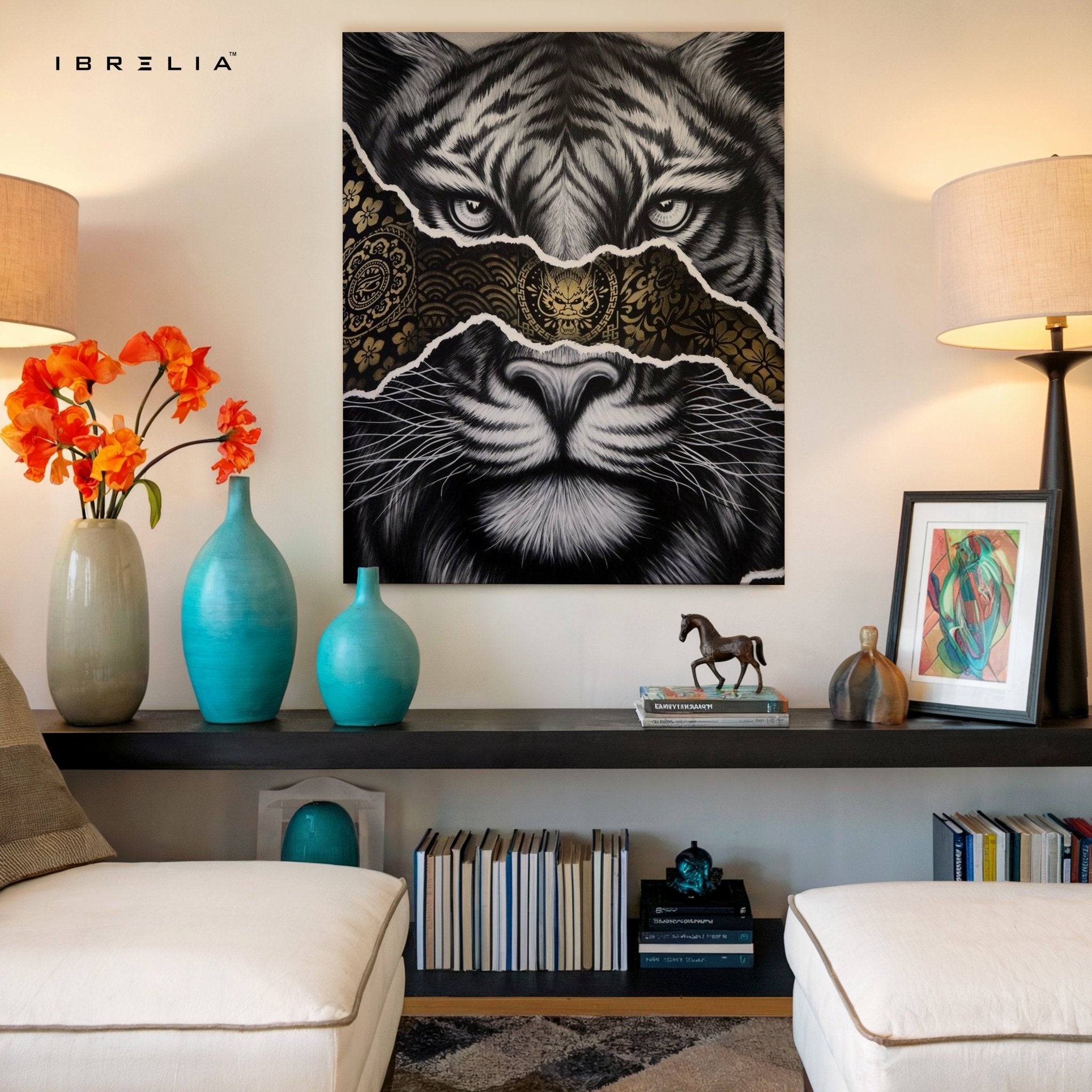 Golden Tiger Majesty Wall Frame | 4K Ultra Wrap Frame Wall Art in Pakistan | IBRELIA™ - IBRELIA