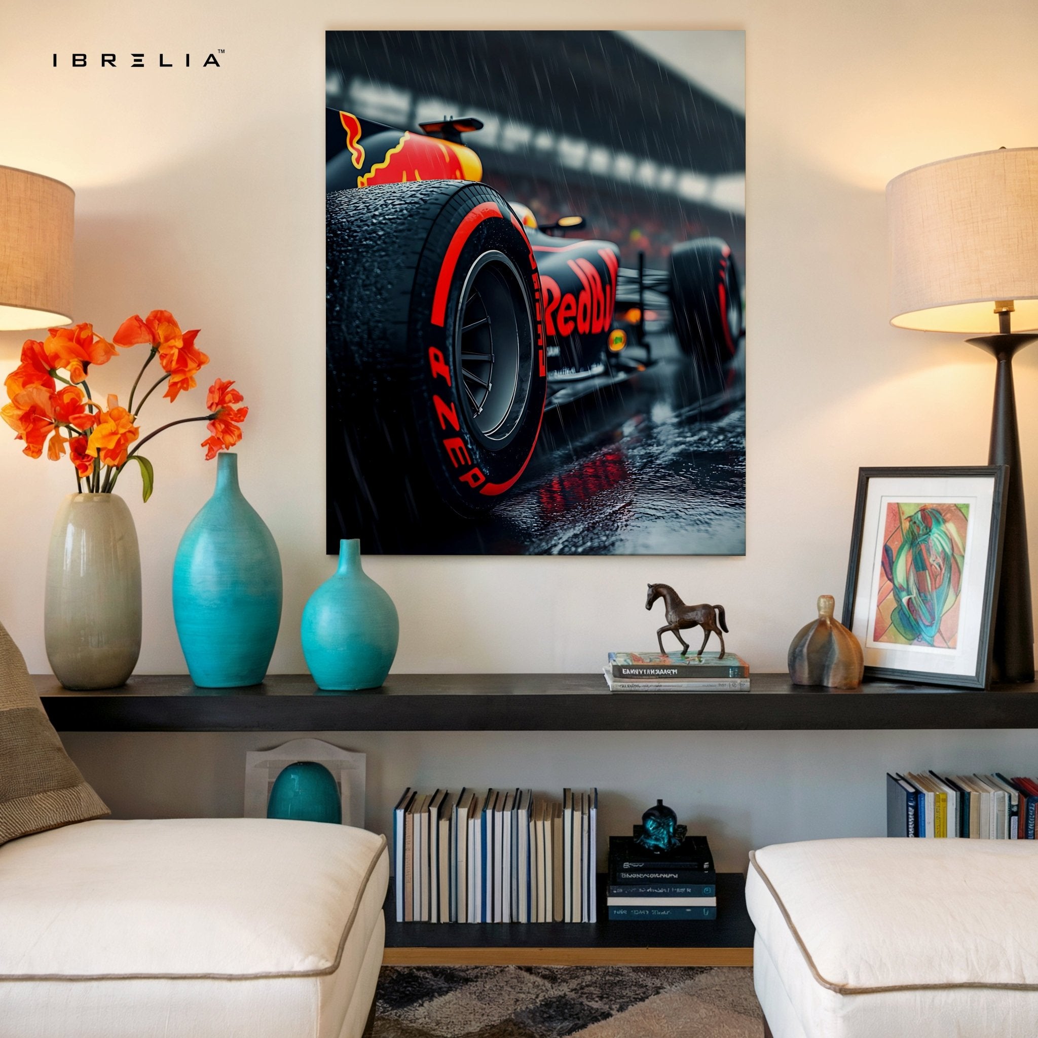 Red Bull F1 Rain Edition 4K Ultra Wrap Frame Wall Art in Pakistan | IBRELIA™ - IBRELIA